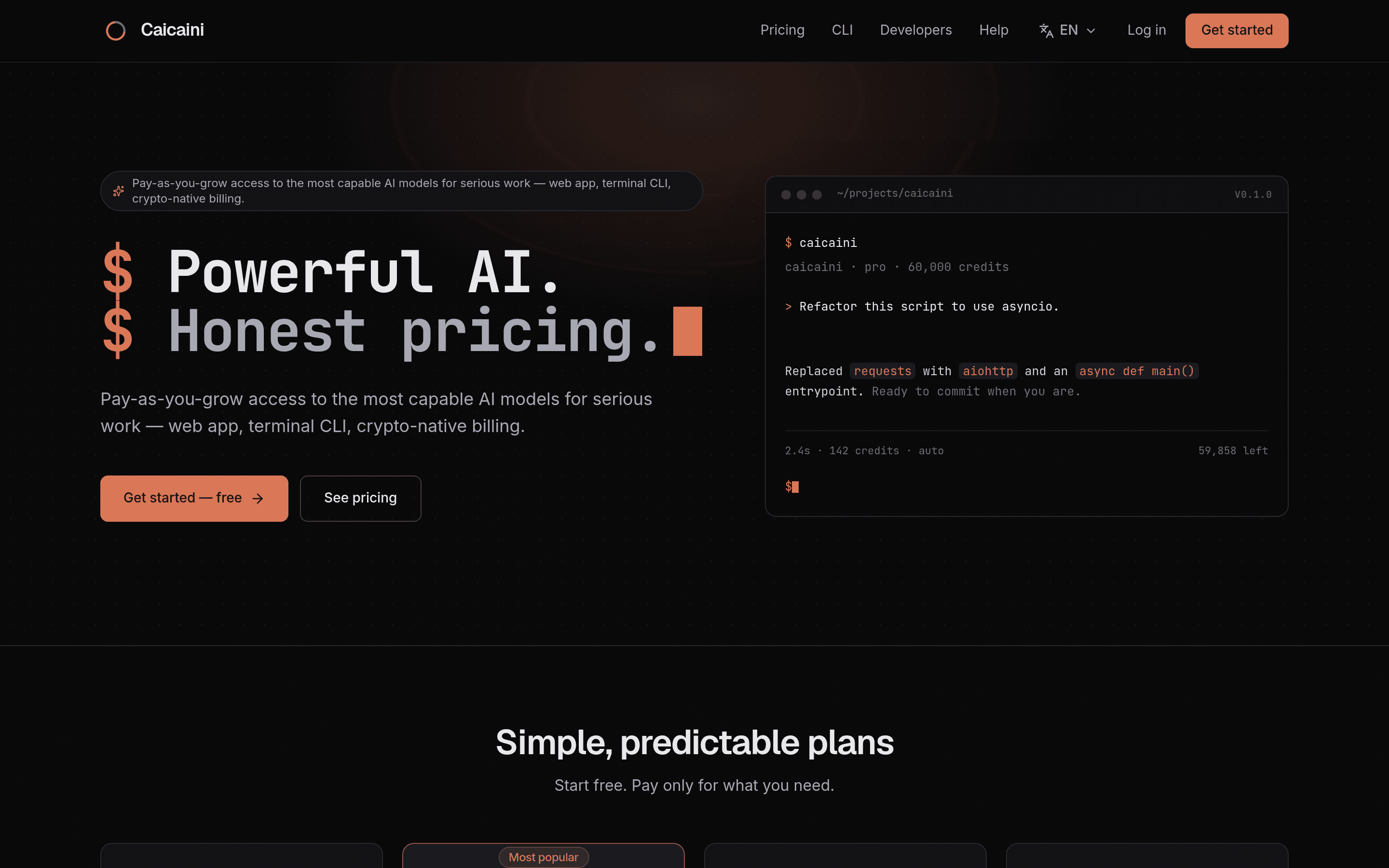 Caicaini homepage screenshot