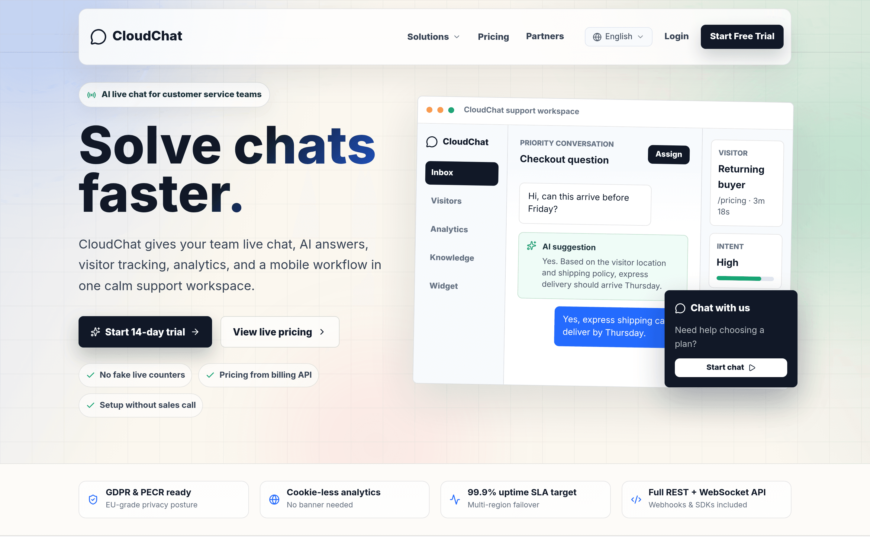 CloudChat homepage screenshot